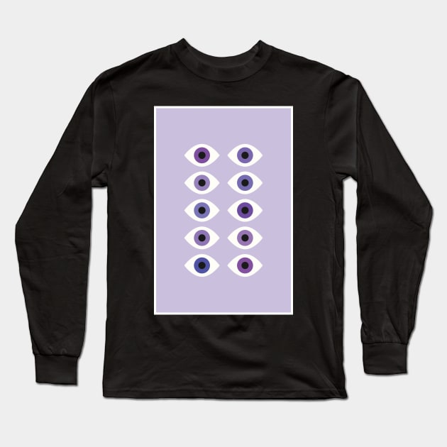 Evil Eye Abstract Retro Purple Gradient Minimalist Modern Art Long Sleeve T-Shirt by mystikwhale